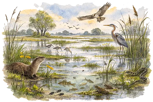 Uiterwaard na voorjaarshoogwater